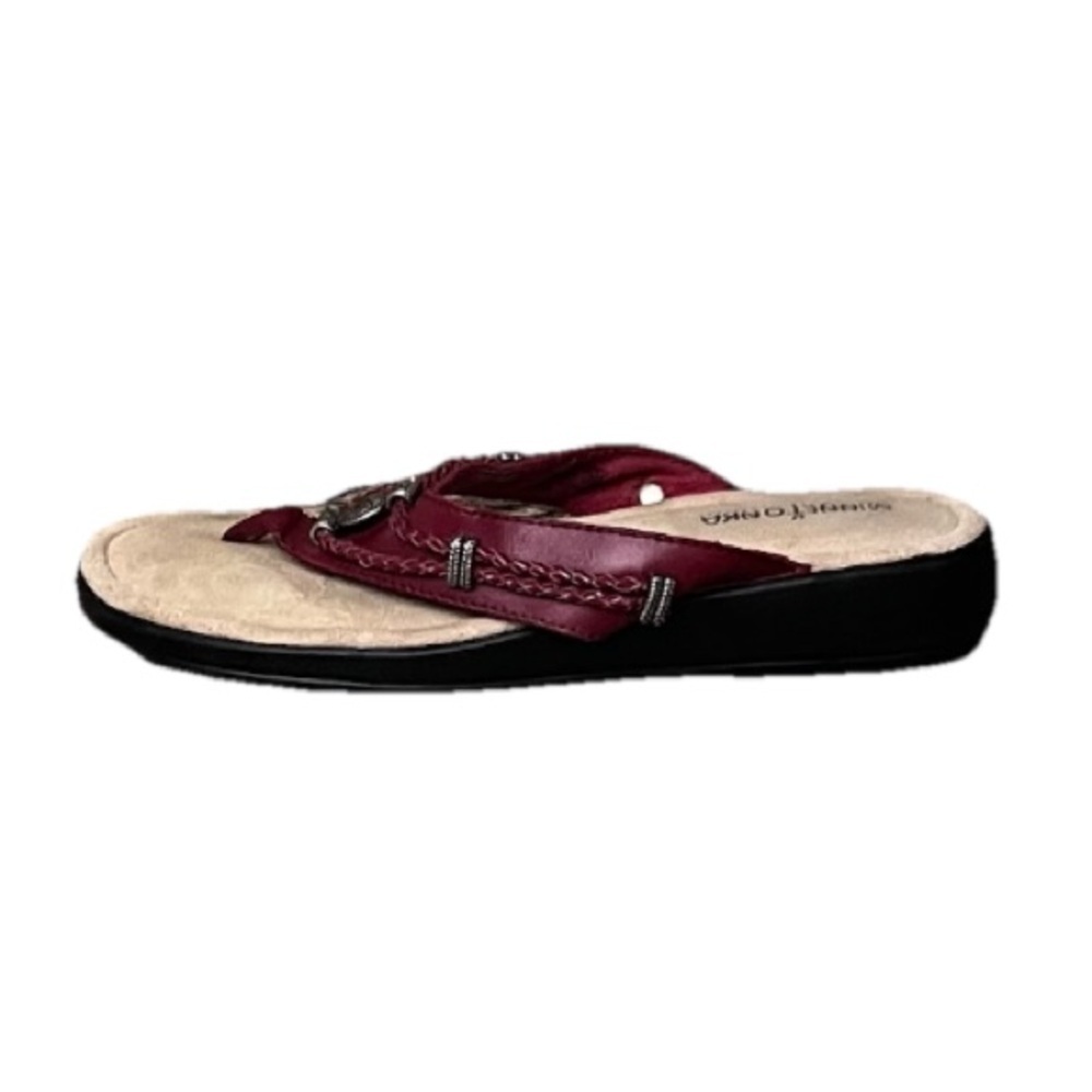Minnetonka Silverthorne Red Leather Thong Sandals Women’s 8 | Western - Picture 2 of 11